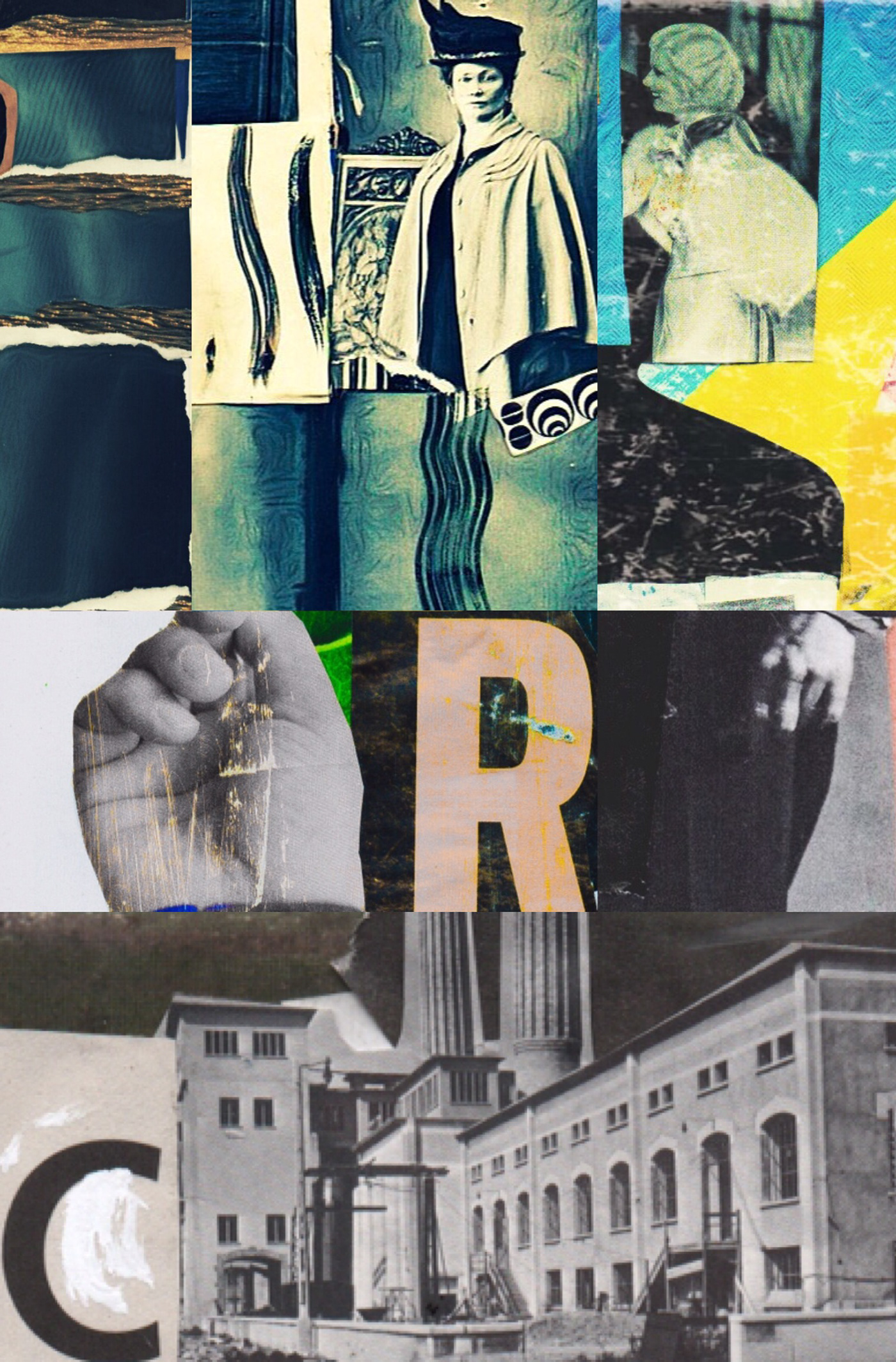 analog art collage contemporary Dada Digital Applications fragments industrial letters prints social status women
