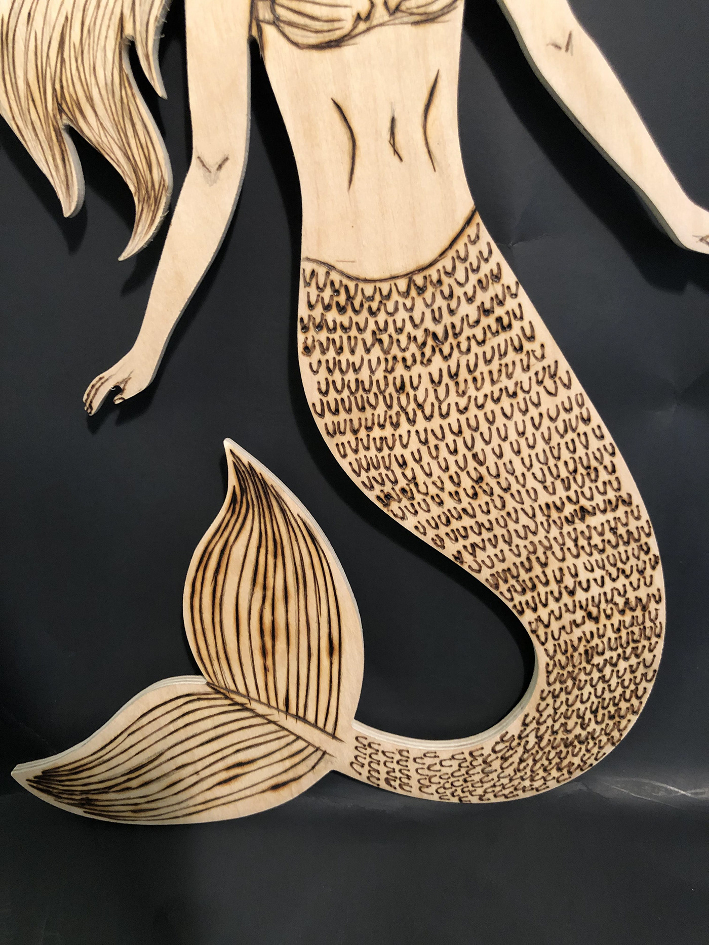 mermaid mermaid tail seashell bra Wood Burning wood burning tool wooden mermaid