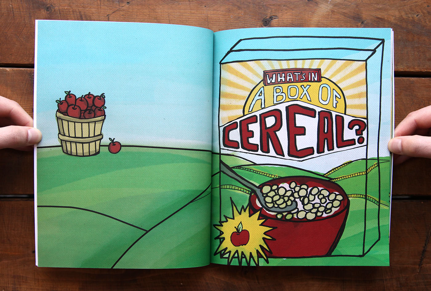 Adobe Portfolio children's book Cereal recycling process apples HAND LETTERING