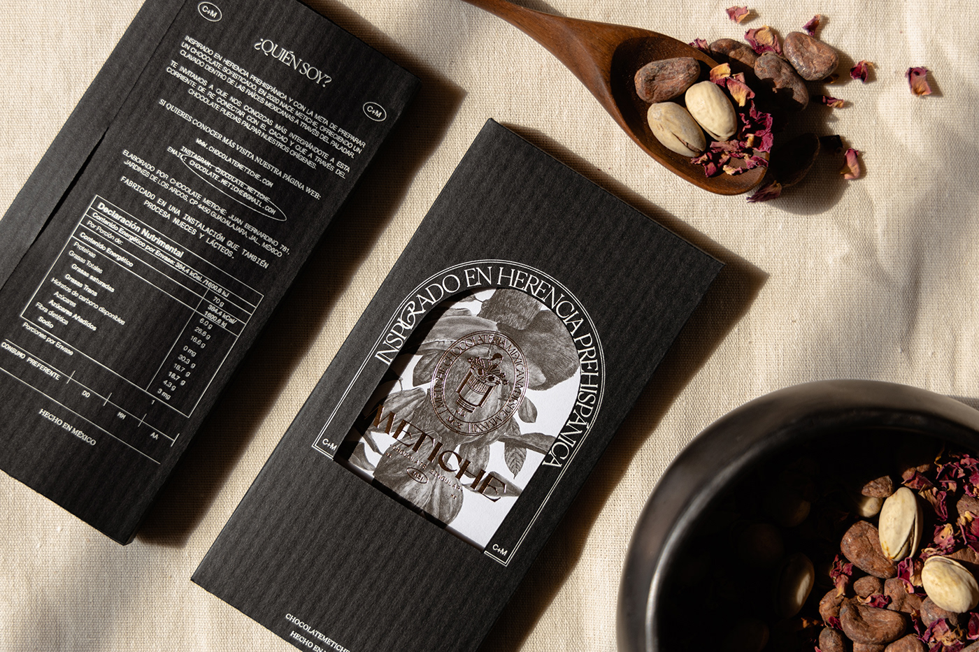 blackandwhite cacao chocolate packaging folk design food branding gold Mexican package design  Packaging packaging design
