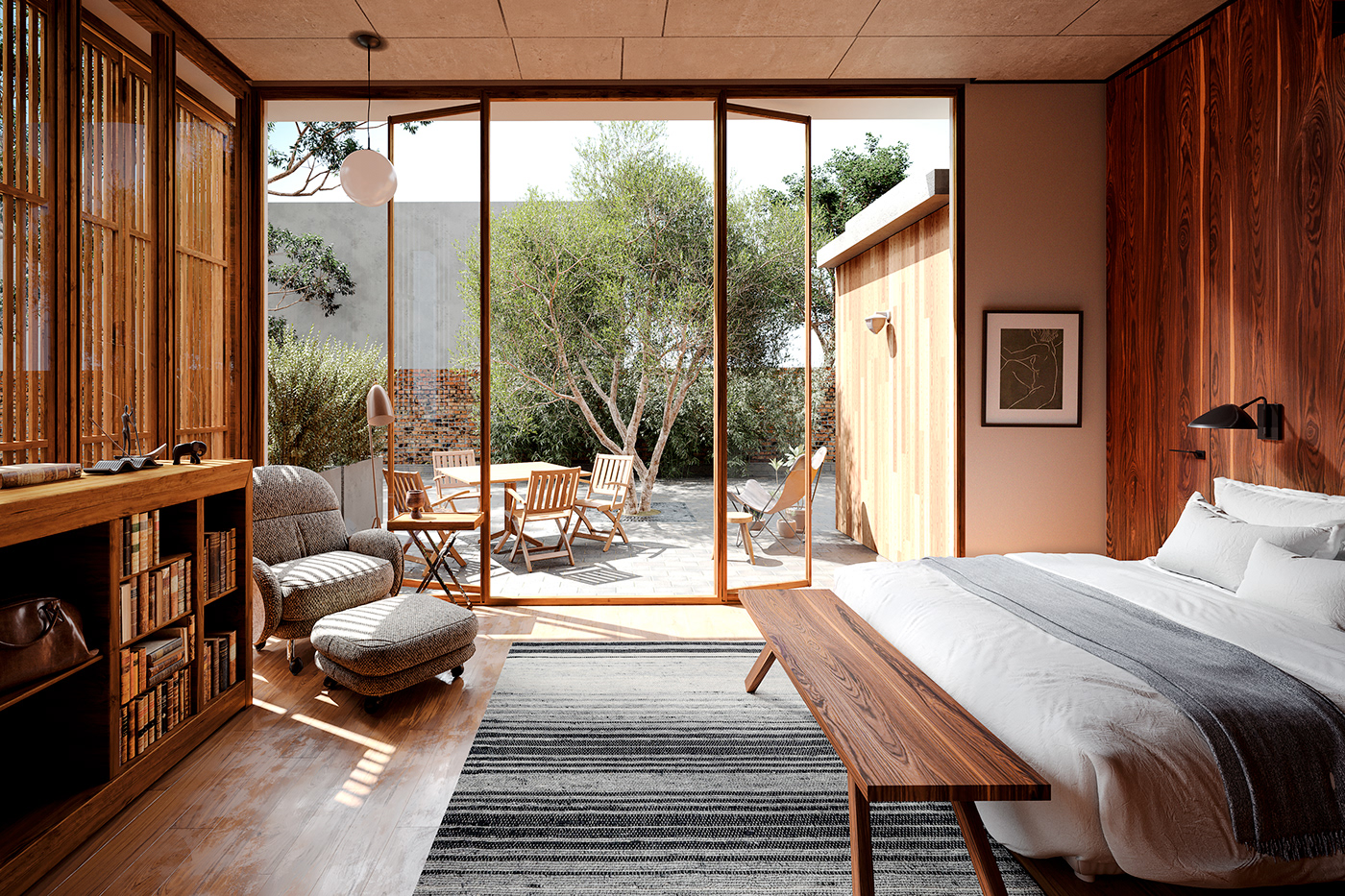Villa architecture visualization archviz interior design  Render 3ds max corona Japandi