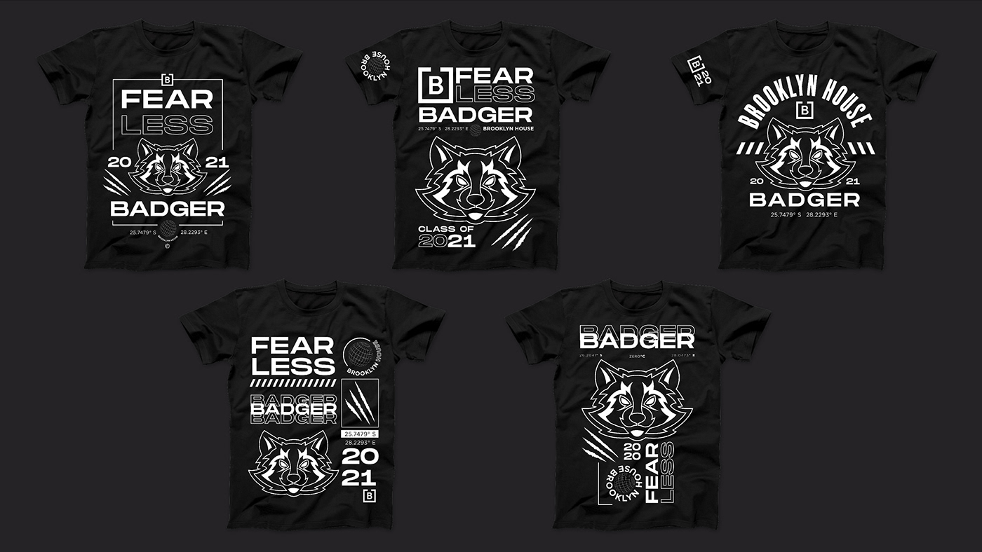 badger branding  design Fashion  Merch print t-shirt varsity student mascott