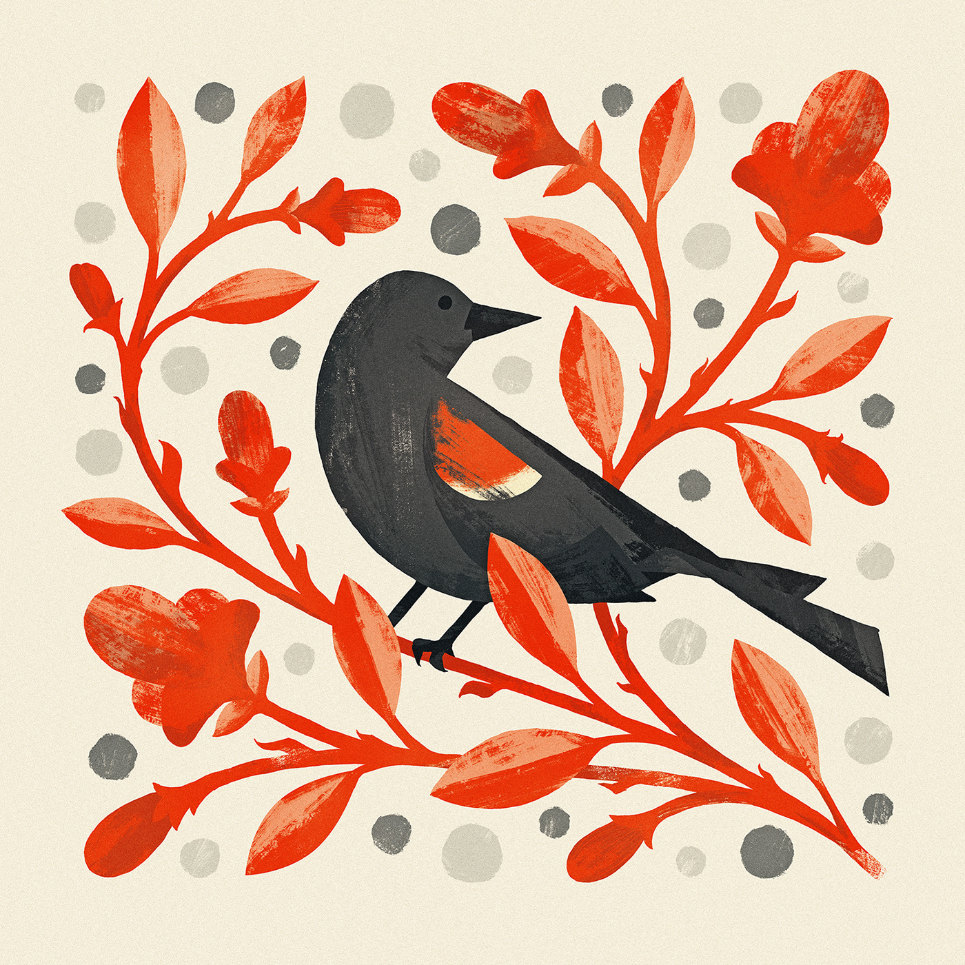birds Tree  vector Illustrator cardinal halftone barn owl moon magpie robin