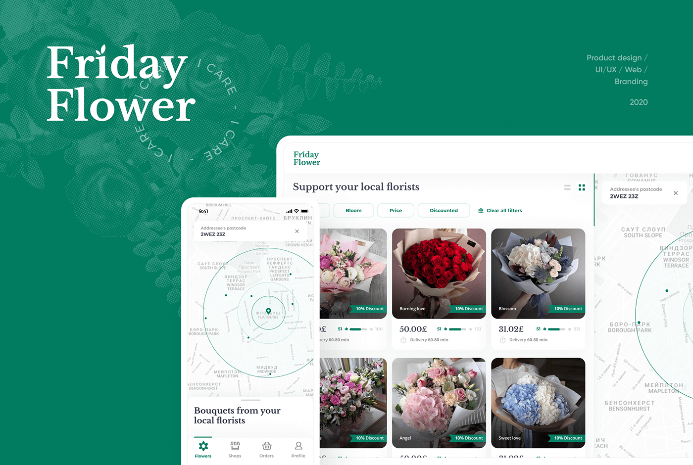 e-commerce Flowers Marketplace mobile store UI ux Web Website Responsive