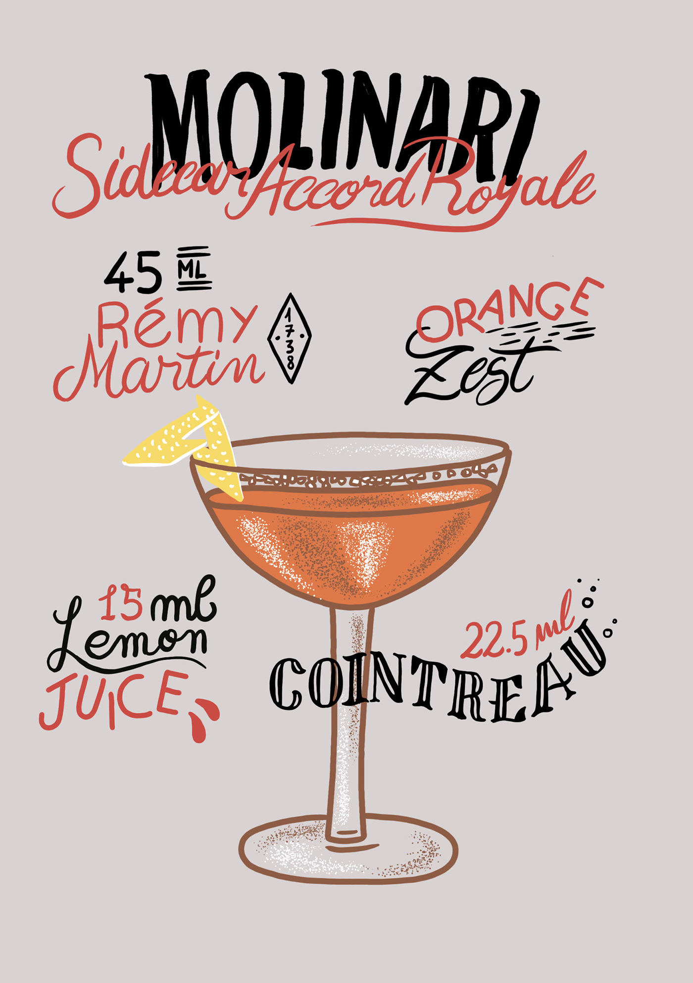 cocktail design drink editorial ILLUSTRATION  infographic menu recipe lettering typography  