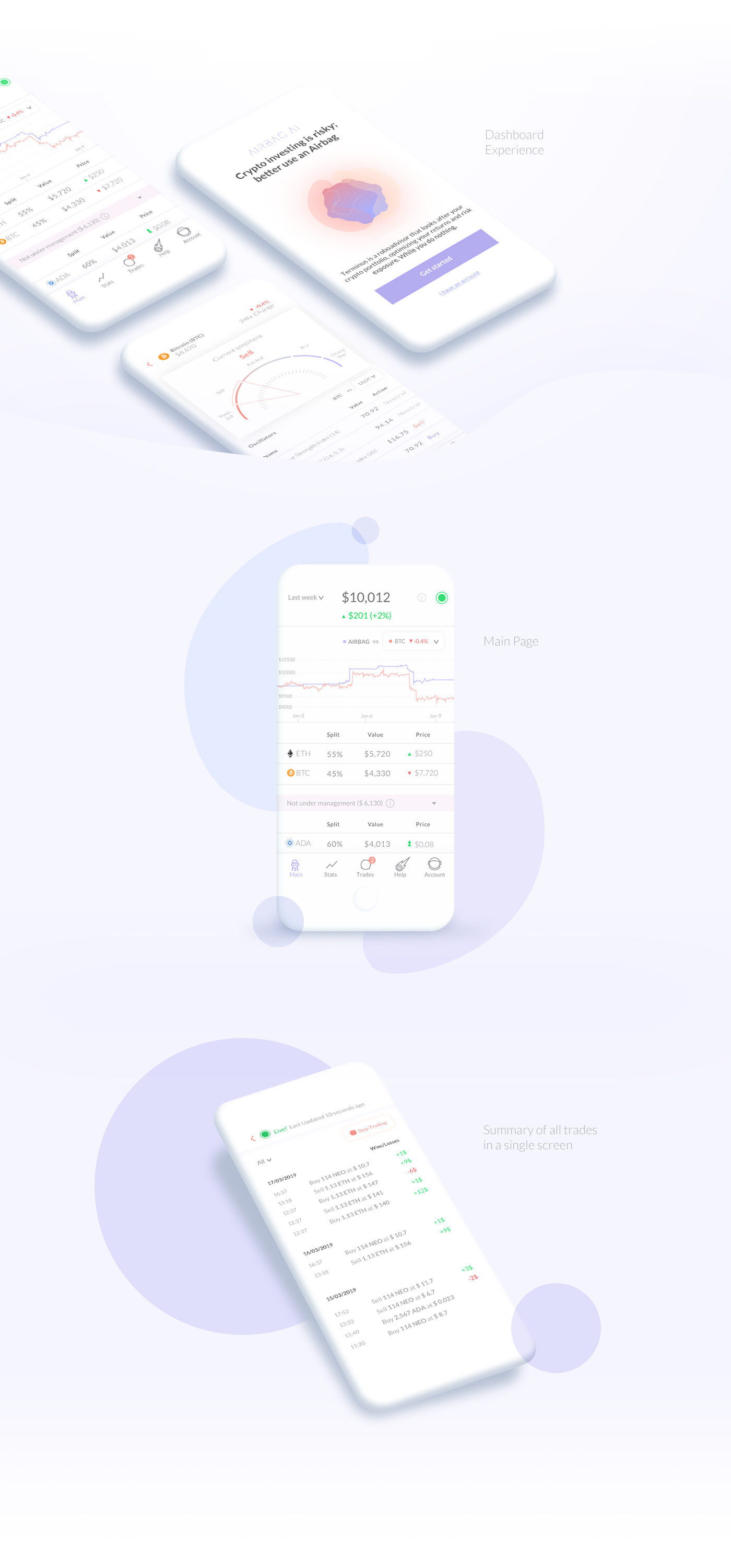 blockchain crypto motion trading relax ux UI product design