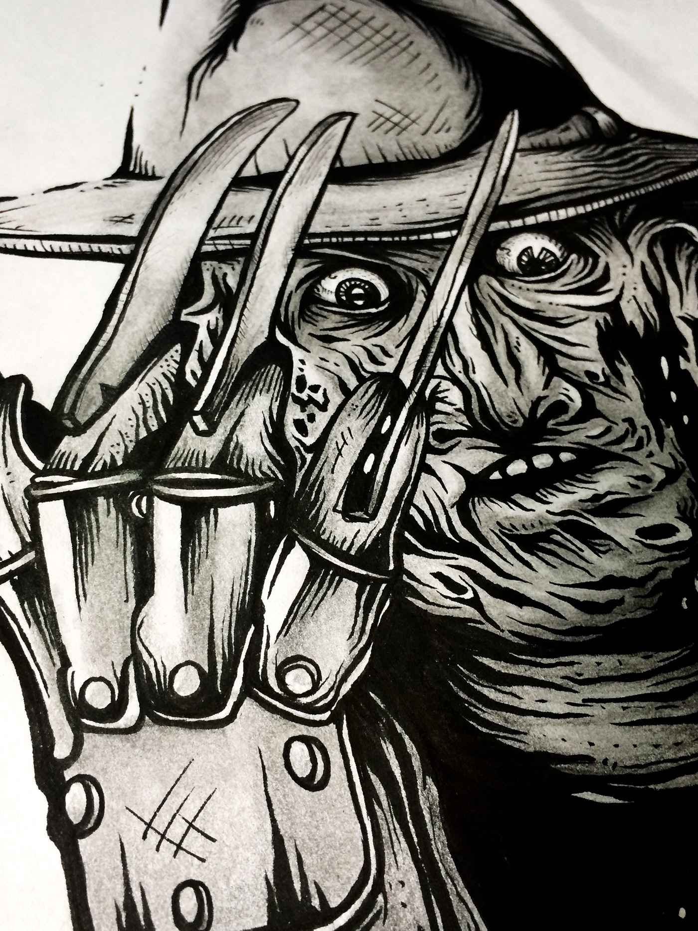 Freddy Kruger graphic design  horror ILLUSTRATION  ink ink pen textil design