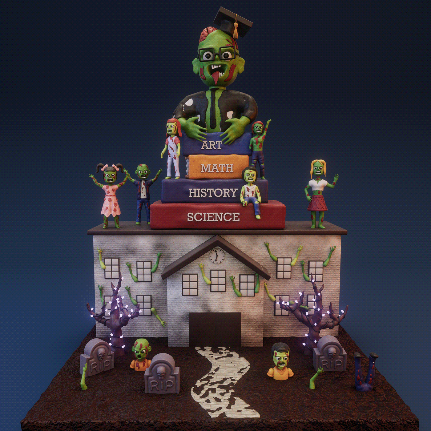 baking tv show Halloween Character design  Culinary cake Food  3d modeling 3d animation concept art