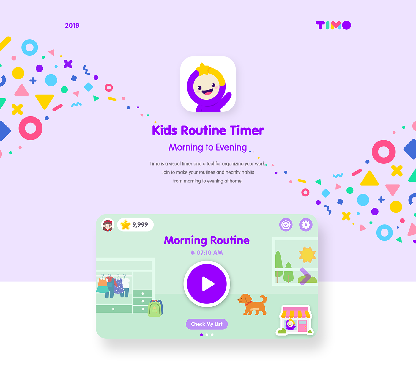 kids UI ux product desing GUI app mobile interaction timer schedule
