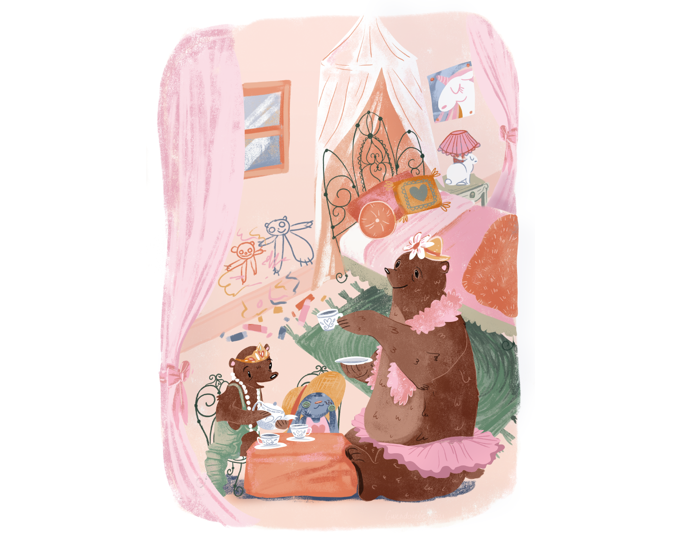 baby girl Baby Shower bear childrens illustration Girl's Room ILLUSTRATION  kidlit
