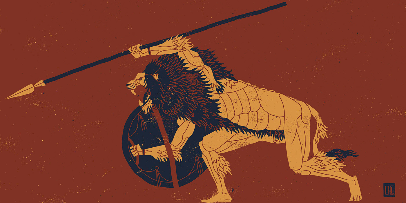 Arthemis Digital Art  digital illustration Drawing  greek mythology ILLUSTRATION  lion minotaur