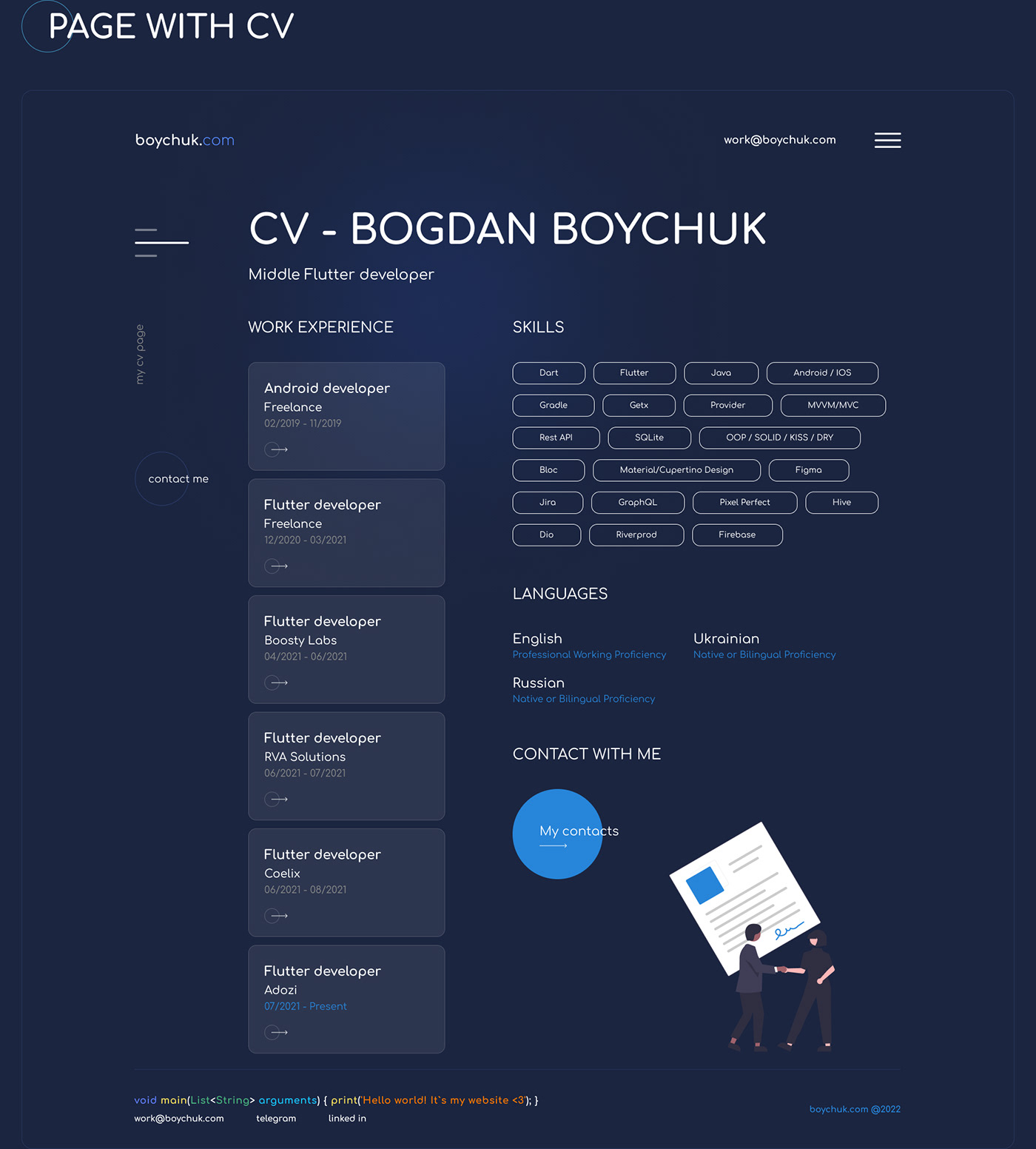 Adaptive CV developer minimal portfolio Resume resume template UI/UX user interface Web Design 