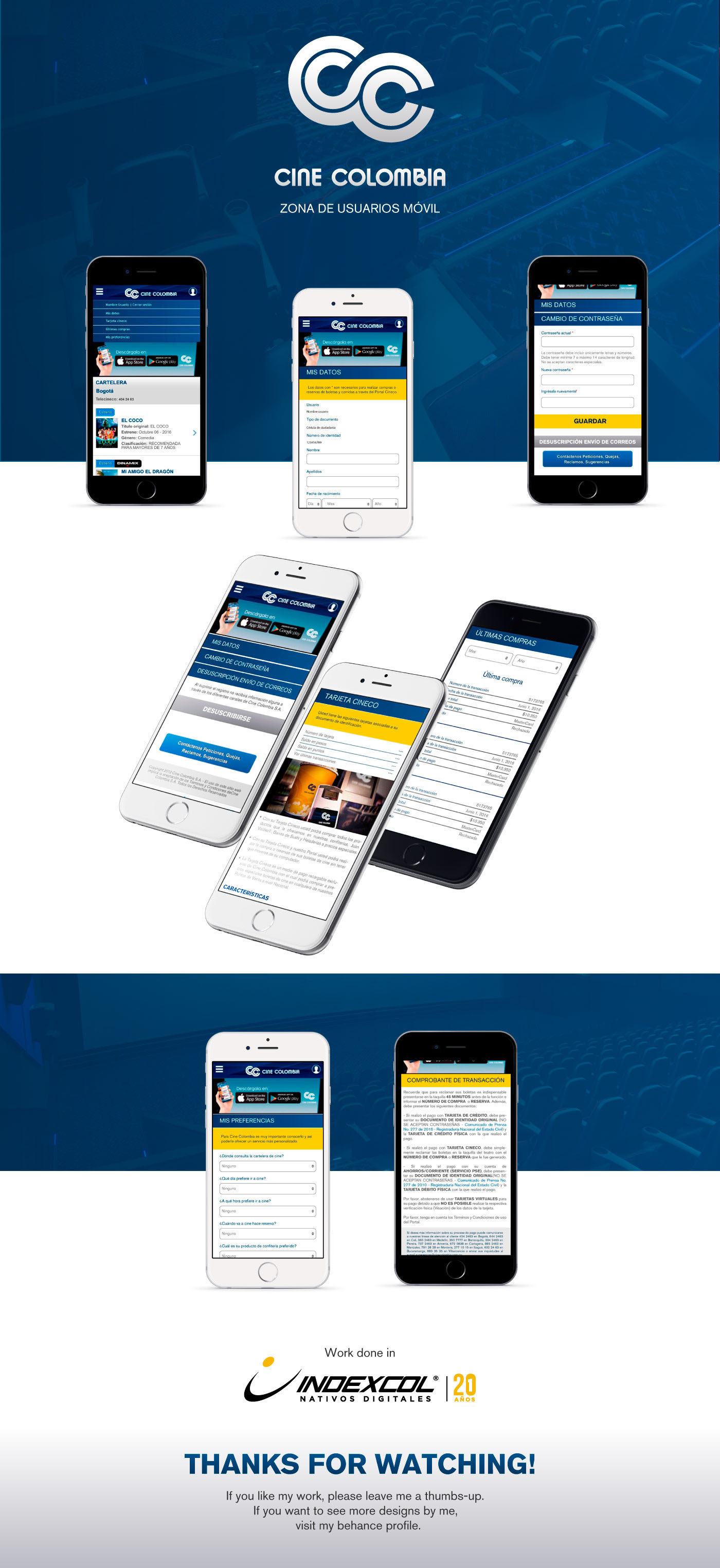 UI mobile user interface ux ios interactive Layout Movies cines colombia