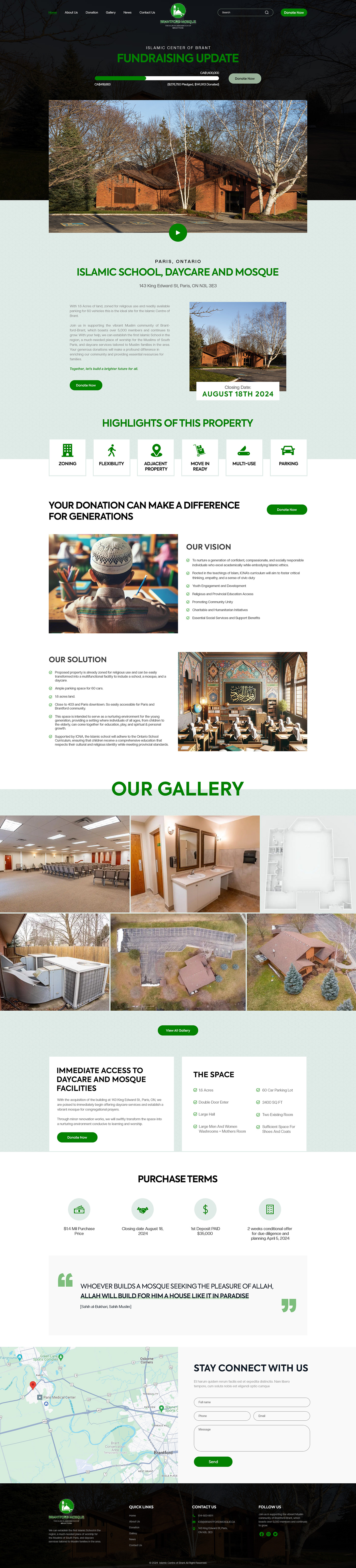 donation funding mosque islamic school UI/UX Website landing page daycare property
