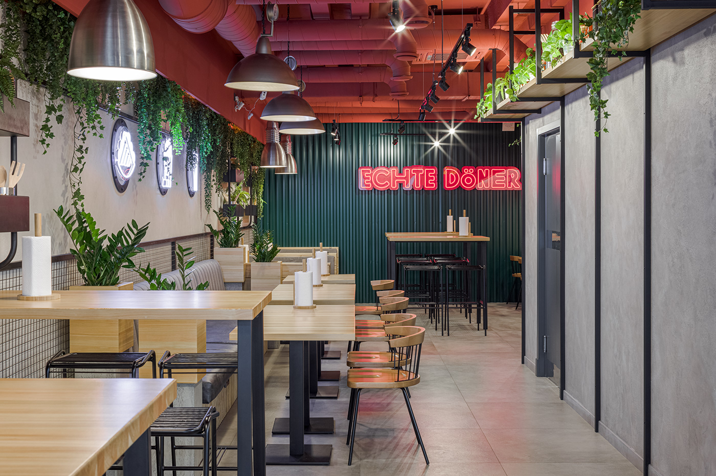 bar cafe doner Fast food interior design  LOFT logo neon restaurant shawarma