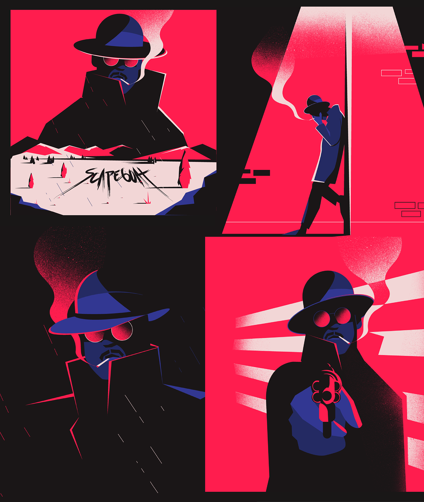 artwork Character detective Digital Art  ILLUSTRATION  mystery noir poster thriller vector