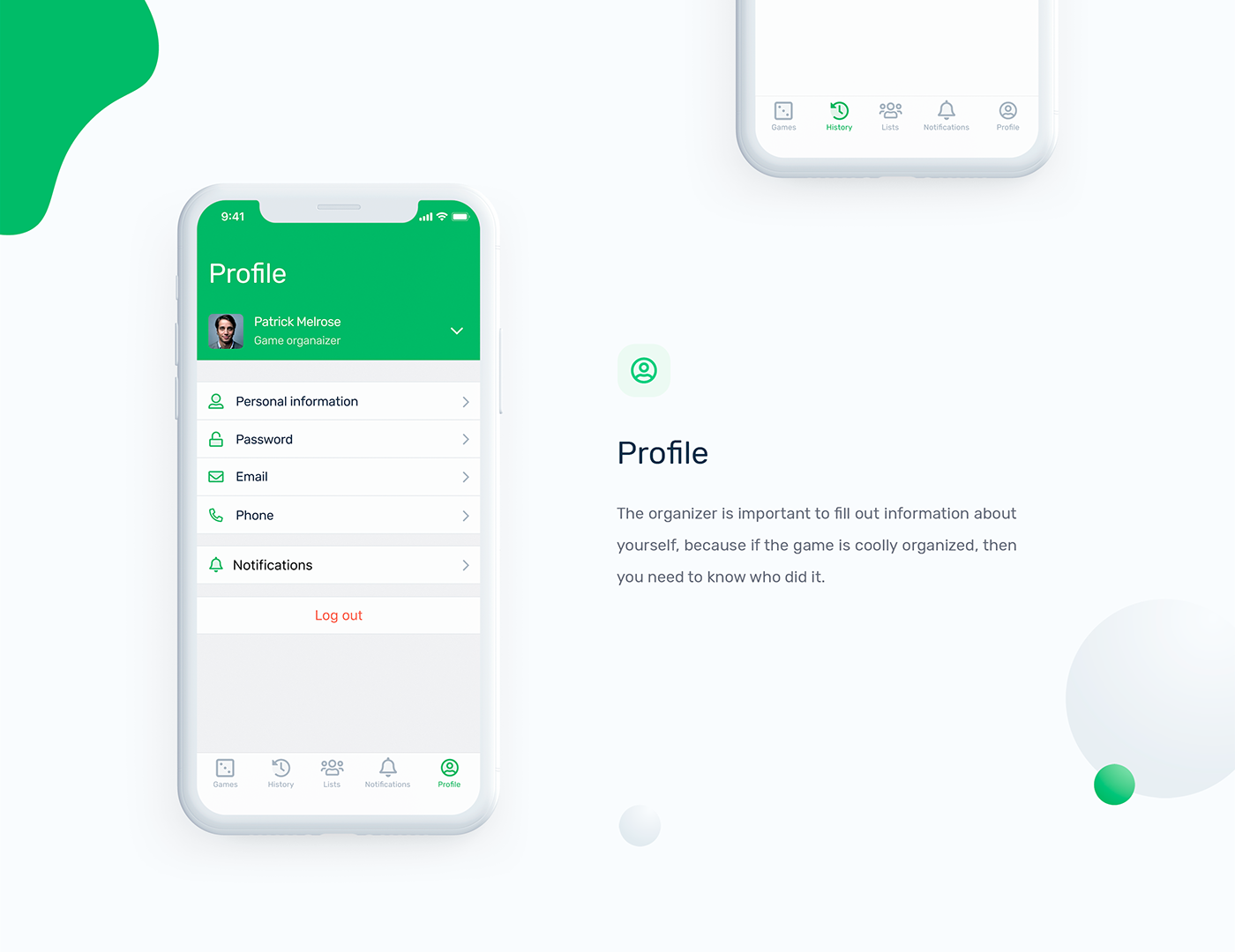 app mobile green sports application iphone ios wireframe user flow iPhone x