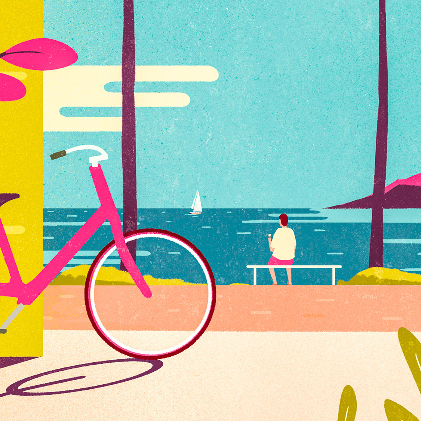 bicyle colorful ILLUSTRATION  modern modern illustration pink summer summer illustration