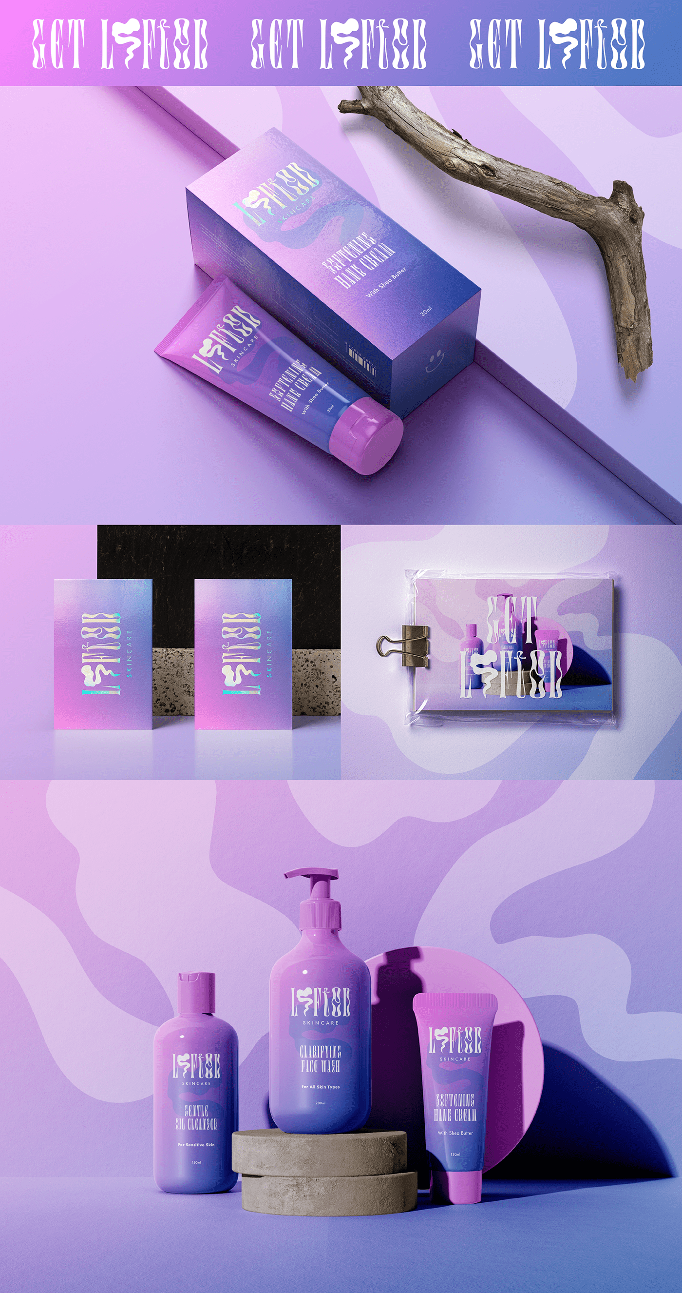 aesthetic cosmetics holographic makeup purple skincare