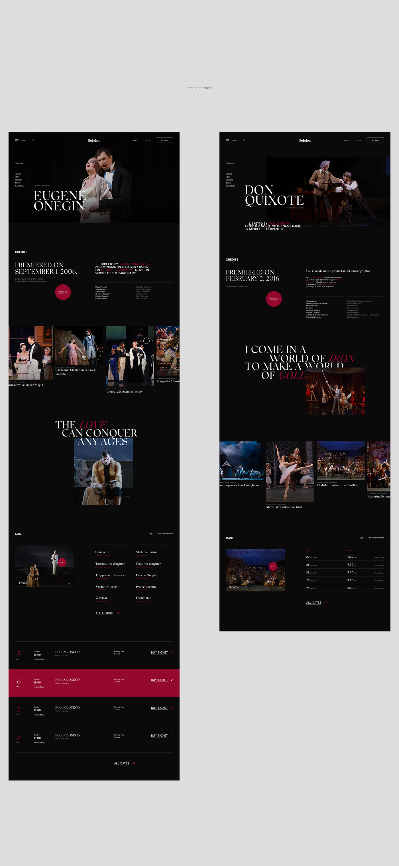 Bolshoi design minimal Theatre UI ux Webdesign Website