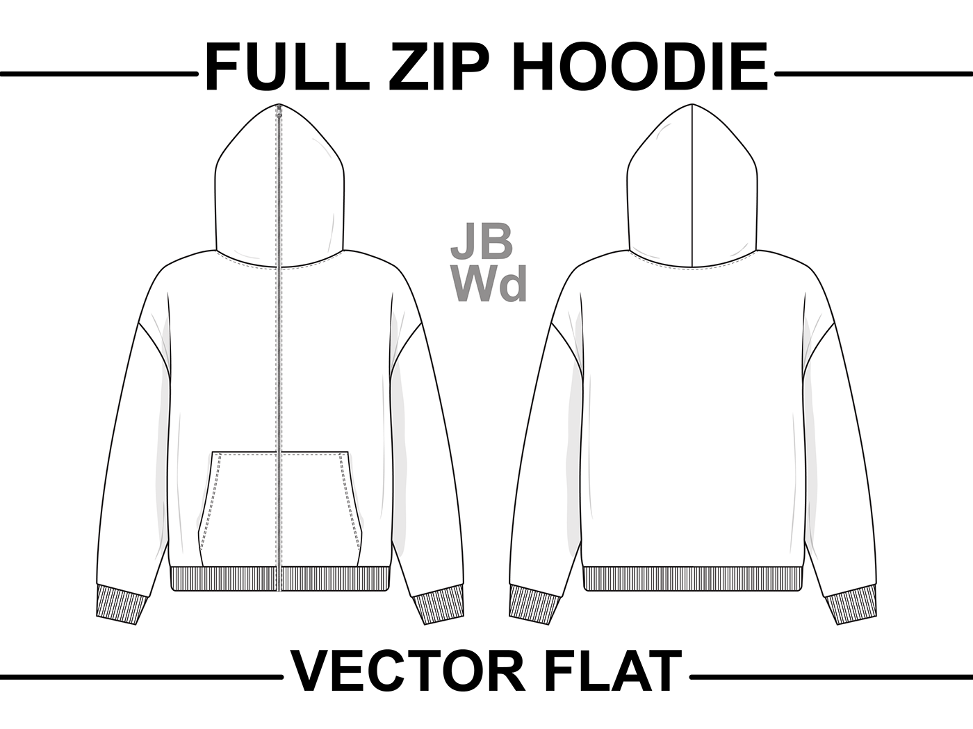 Full Zip Hoodie Sweatshirt Vector Flat CAD on Behance