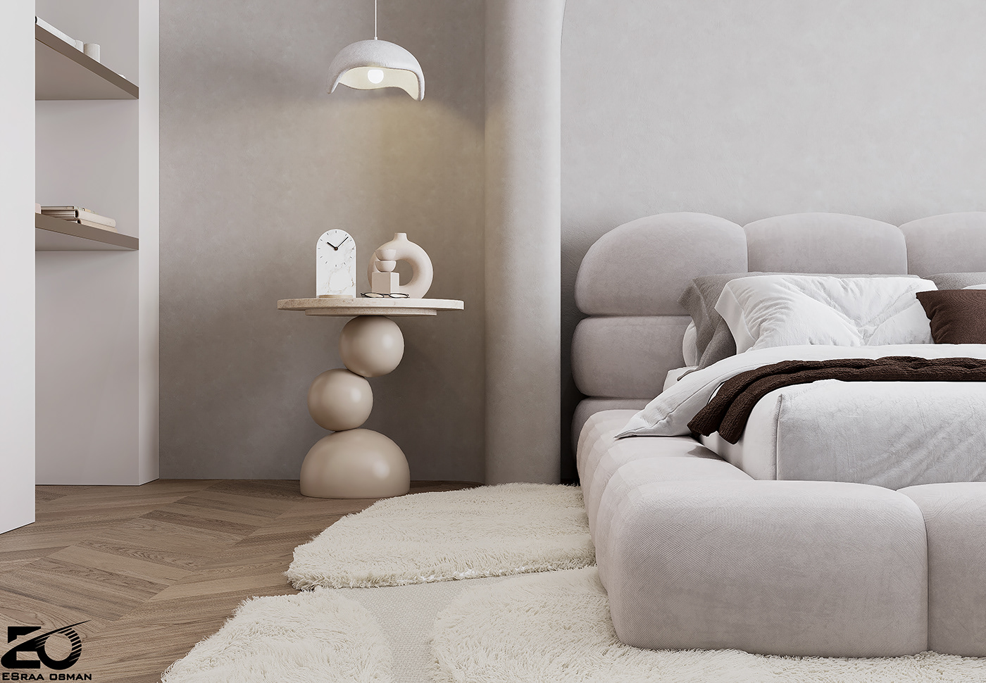 interior design  visualization modern Render corona architecture minimalist simple visual design bedroom White wood modeling art