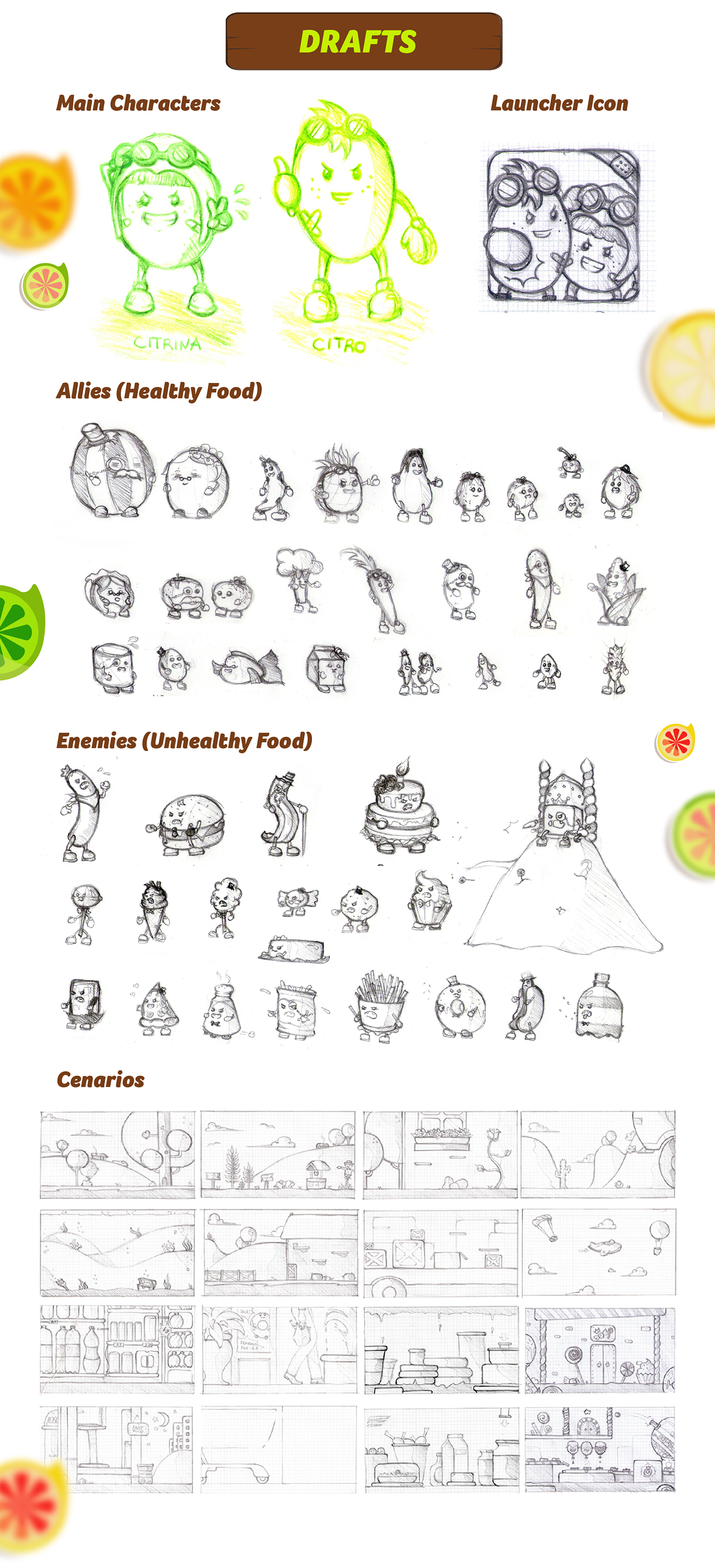 lemon game mobile concept graphic design vector