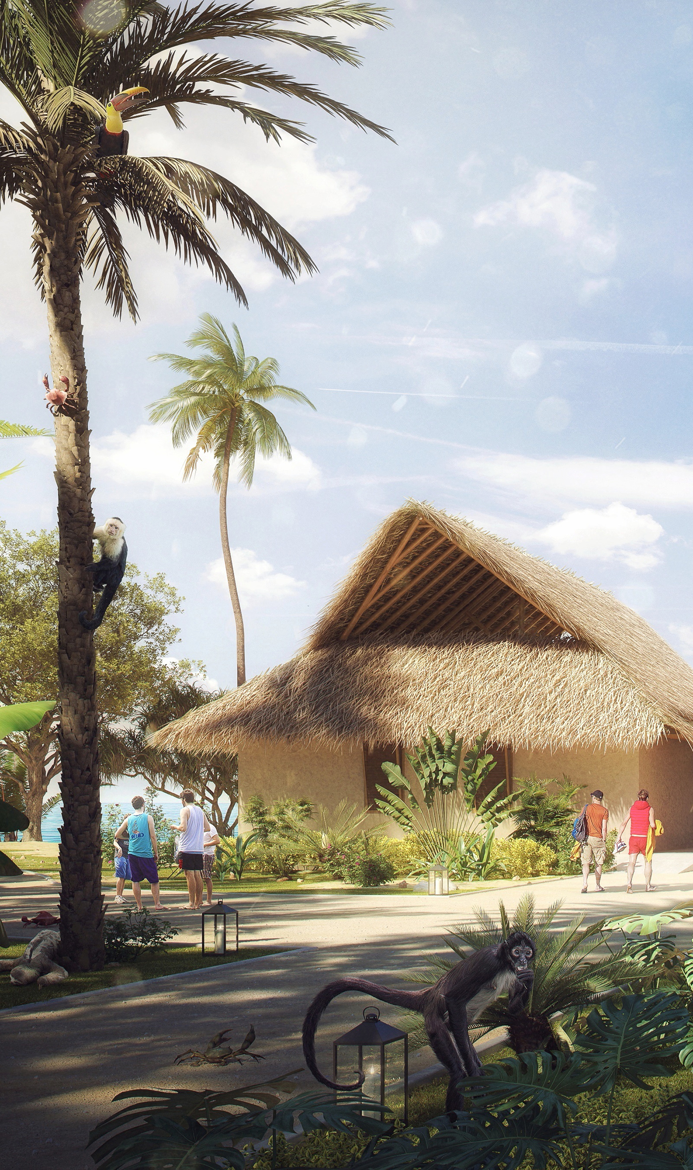 panama beach Tropical club house archviz Render kokuye exterior Nature