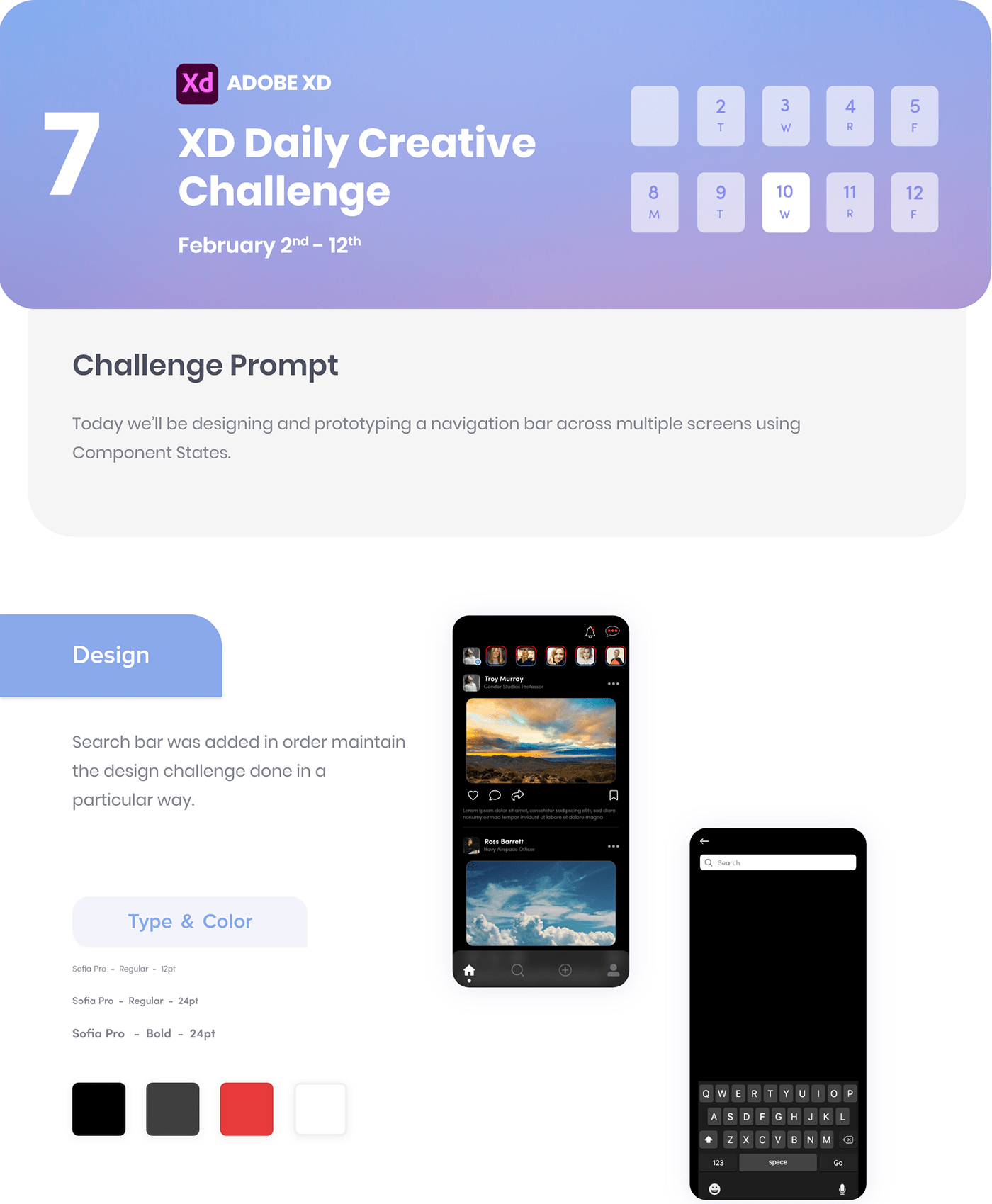 Adobe XD challenge creative Interface Mobile UI UI/UX XDDailyCreativeChallenge