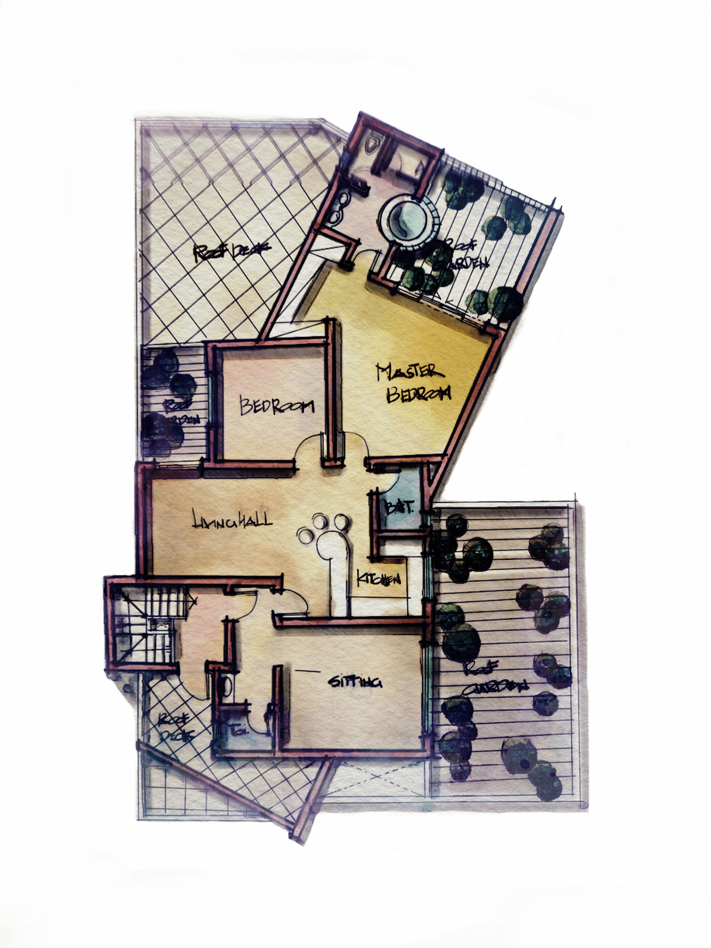 digital home modern Residence sketch Villa architectural architecture building Plan plans