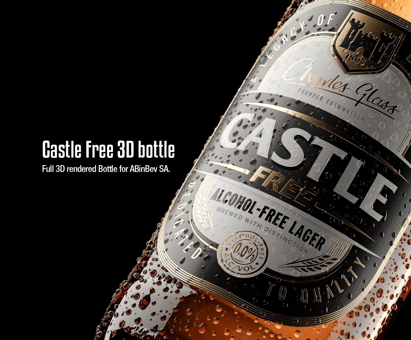 beer bottle 3d bottle Castle Free alcohol free lager