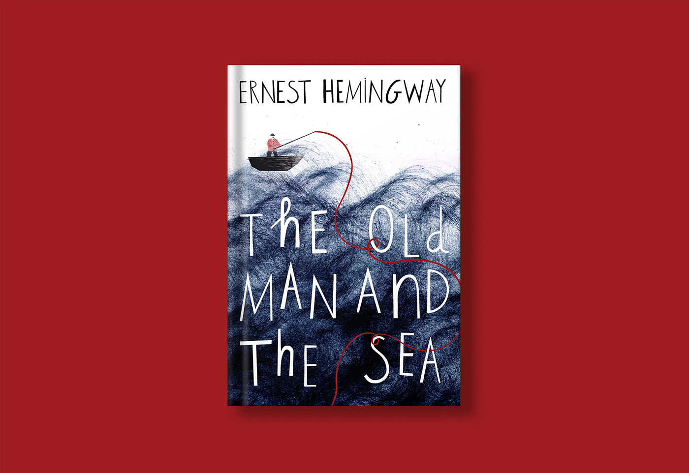 Old Man and The Sea collage book cover ILLUSTRATION  book design ink ink illustration hemingway sea The old man and the sea