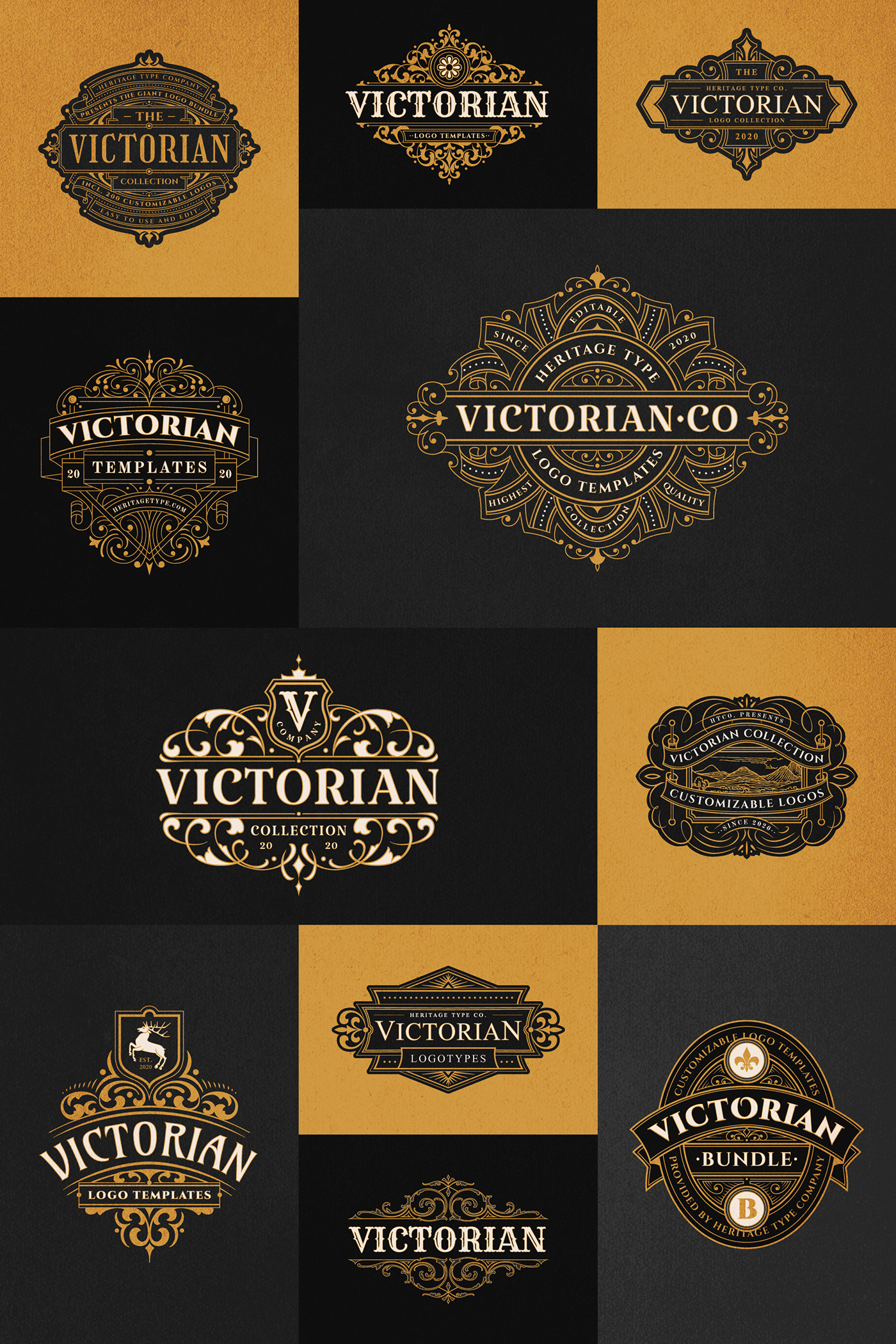 A collection of victorian logo templates