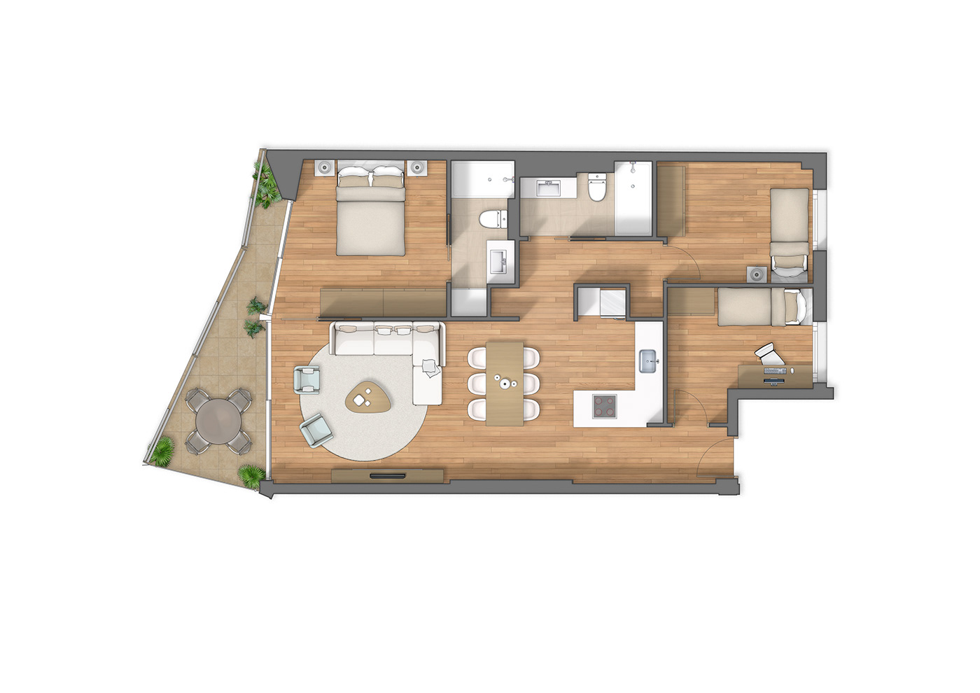 2D floor plan floorplan plan coupe plan d´étage plan de vente plano planta humanizada real estate rendering