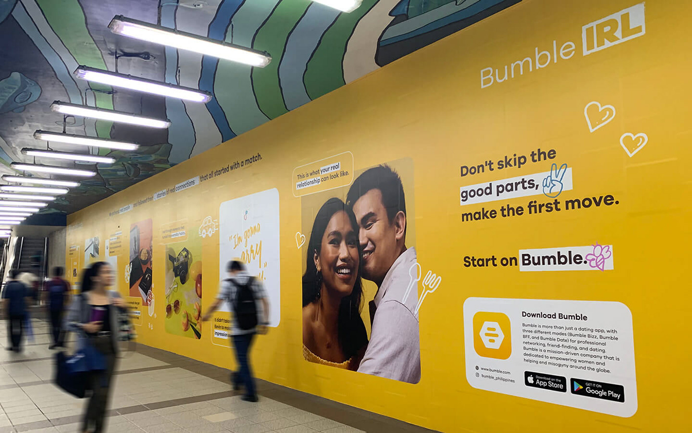 bumble app Dating New York campaign philippines Mural billboard branding  social media