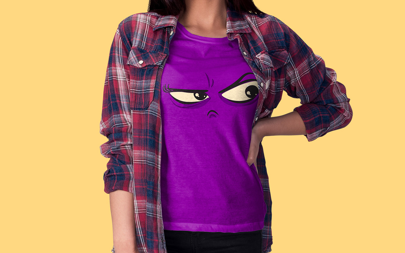 t shirt design of a face on a purple background for children