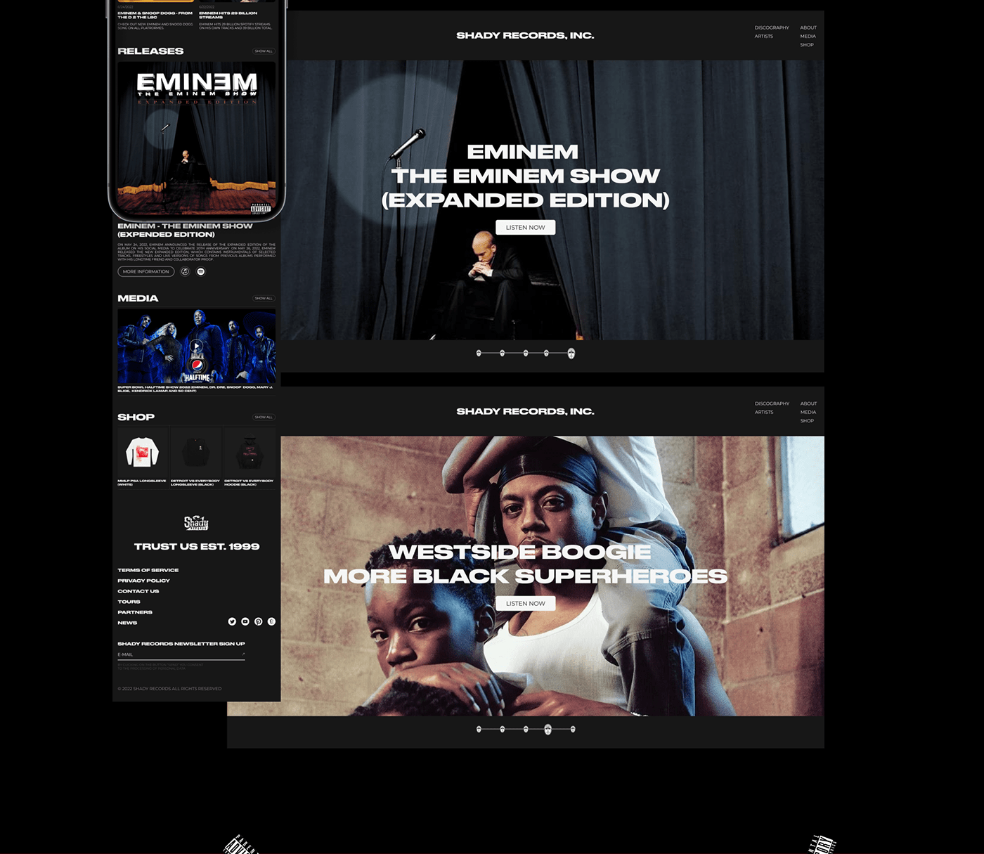 UI/UX Web Design  Website design music musiclabel shady eminem ShadyRecords