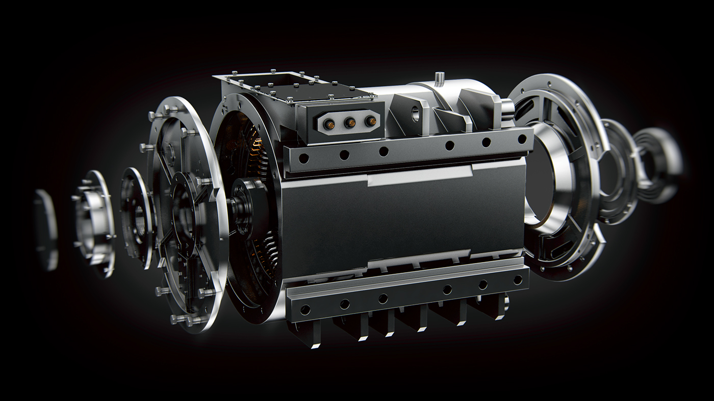 Generator engine photoshop 3dsmax 3ds vray metal design Render 3D equipment Electronics mechanism device electricity