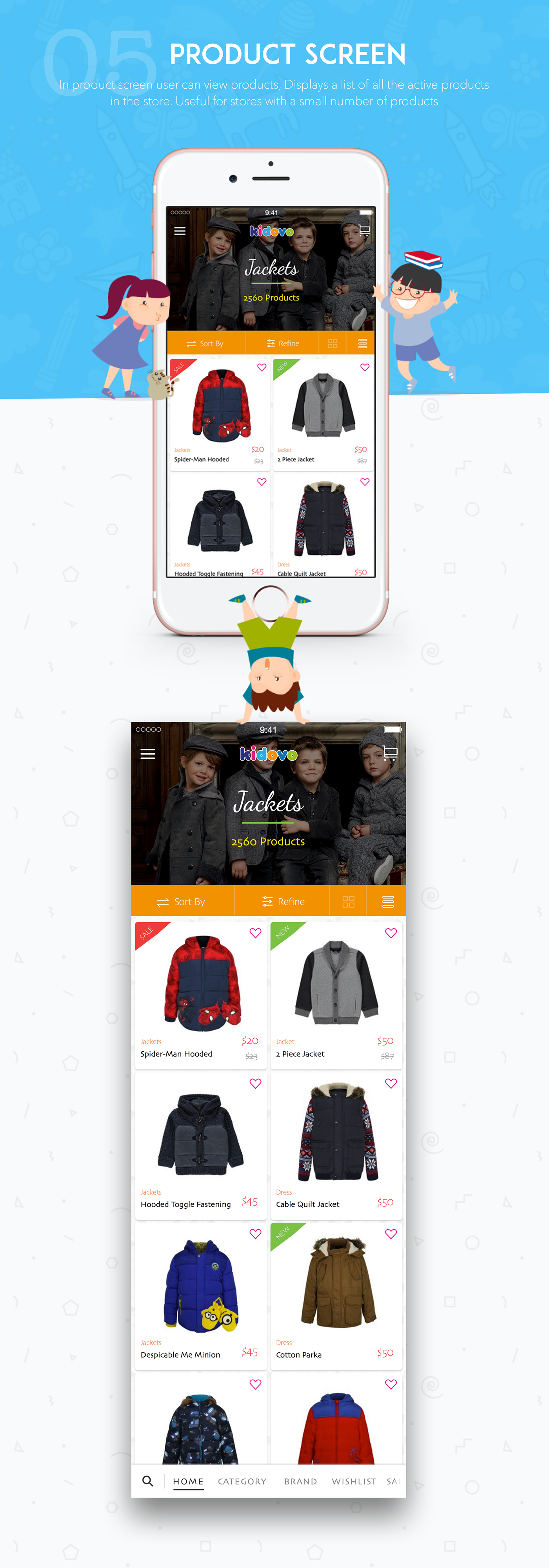 kids store Mobile app iOS App mobile kids clothing clothing store Mobile Application kids store application product application Product Search shopping cart wishlist screen product details Shopping cloth