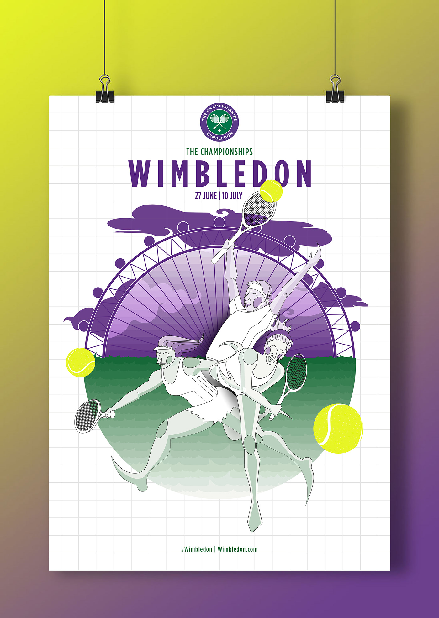 poster ıllustratıon tennis player spore wimbledon