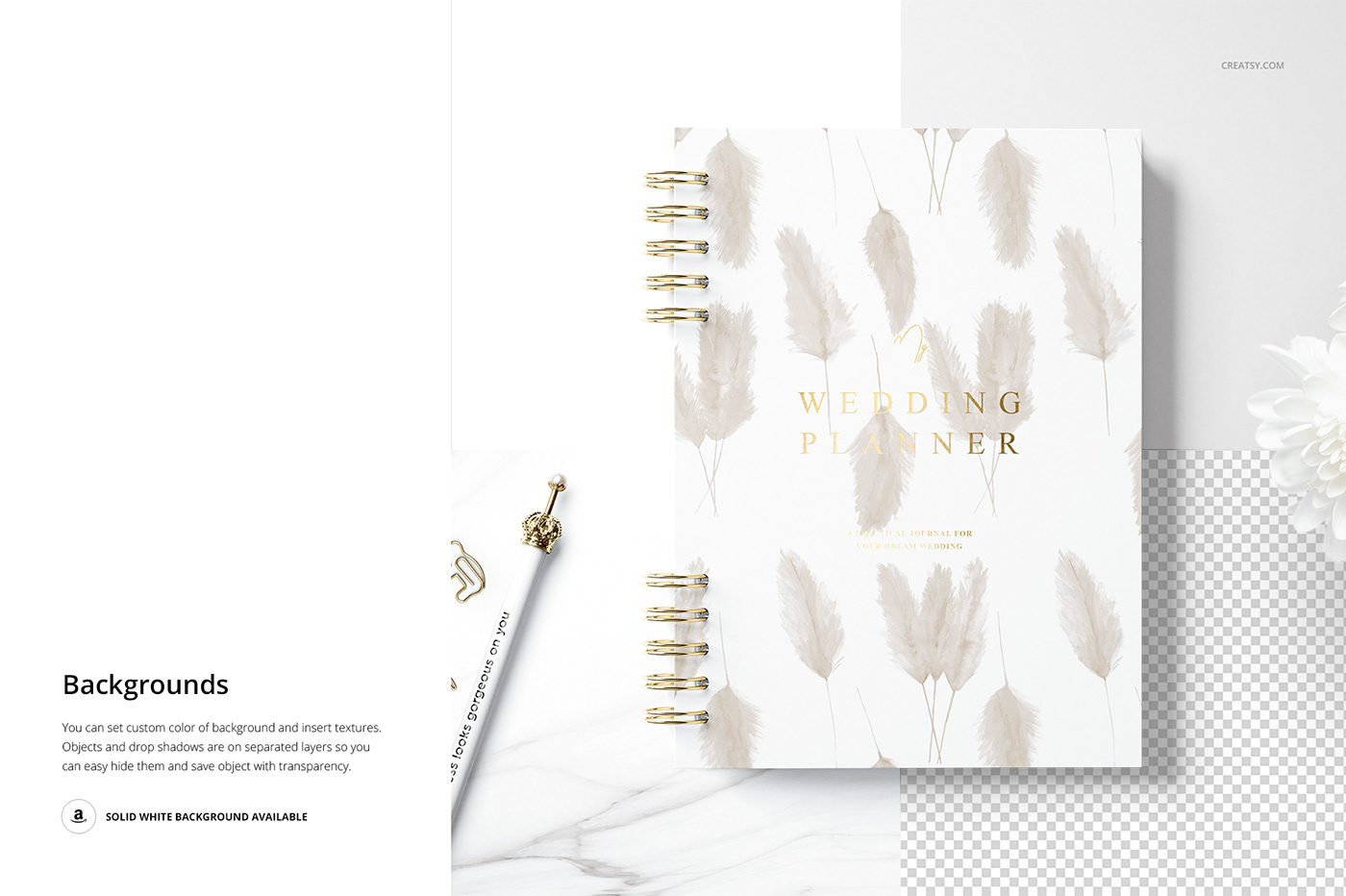 Binder cover creatsy hard mock-up Mockup notebook planner template wedding