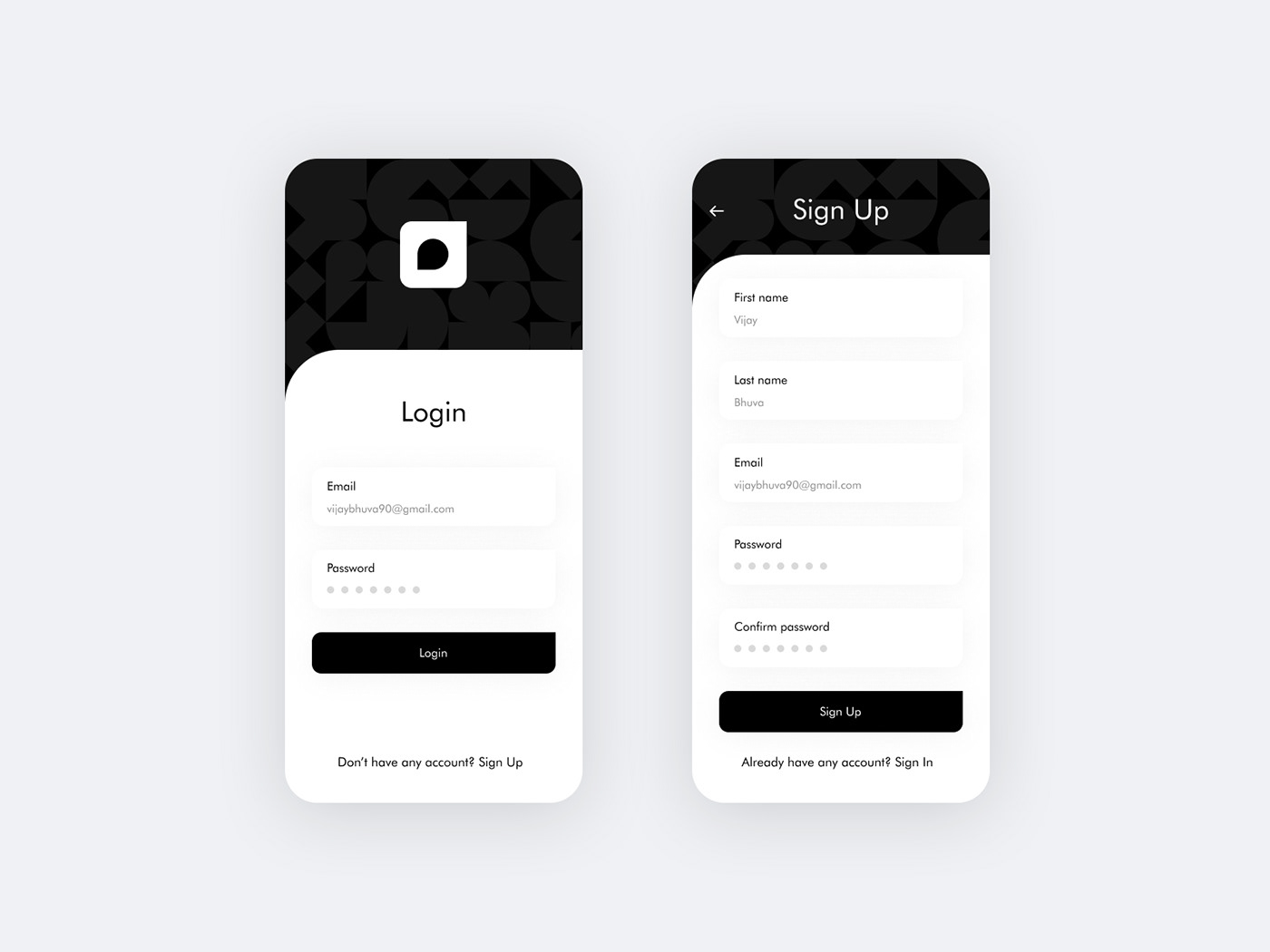 android app ios login animation  mobile sign up ux signup