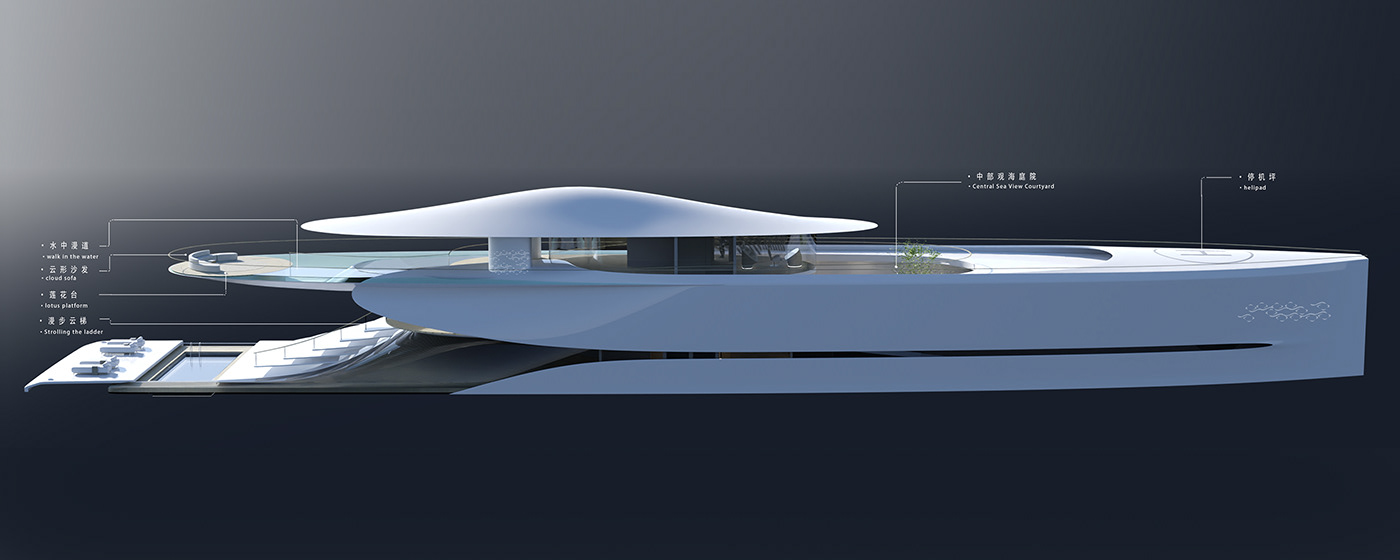 automobile automotive   design Lurssen modern Render visualization yacht Yacht Design Yachting
