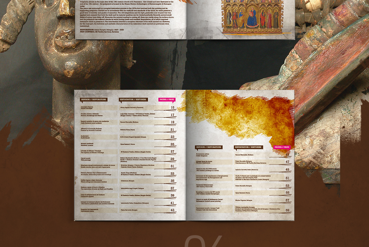 beni culturali emilia emilia romania book graphics publication Catalogue texture art arte flush design restauro continuo restauro