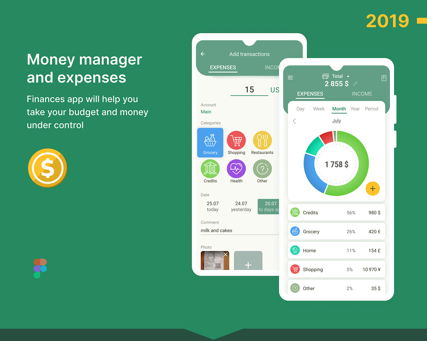 Mobile app UI UI/UX finance money app design Figma user interface app android