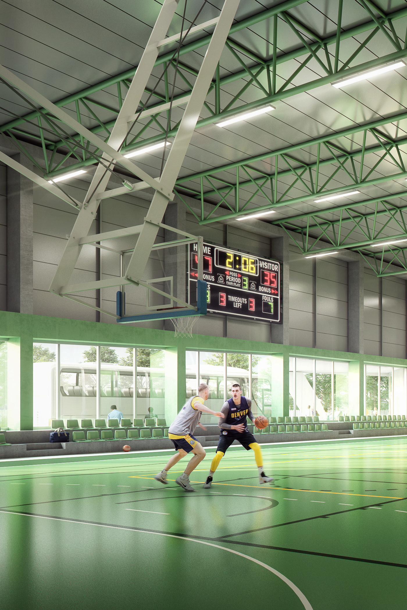 sports center Pozarevac Interior Sports Hall basketball archviz Render Post Production