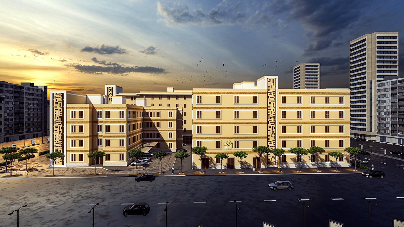 hospital facade Facade design exterior architecture Render visualization 3D