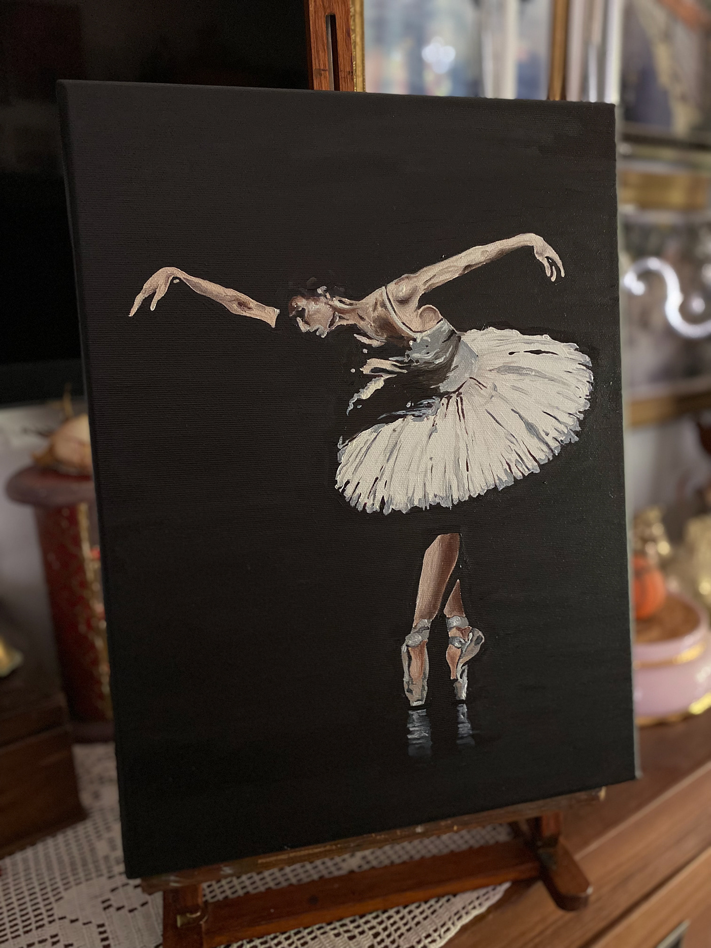artwork ballerina ballet chracter DANCE   oil oil on canvas painting   portrait woman