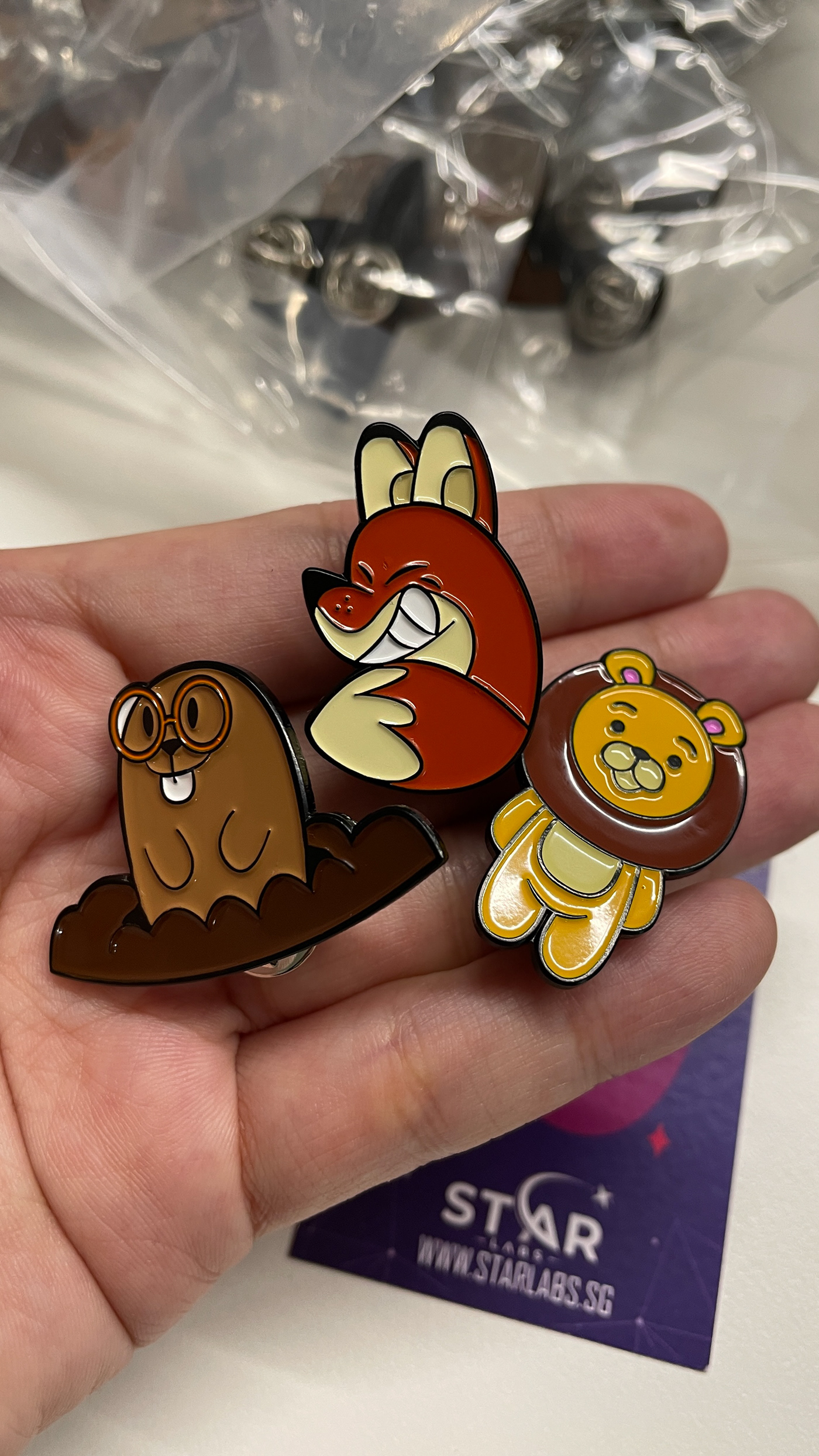 animal Character cute Enamel Pin FOX lion merchandise Mole product vector