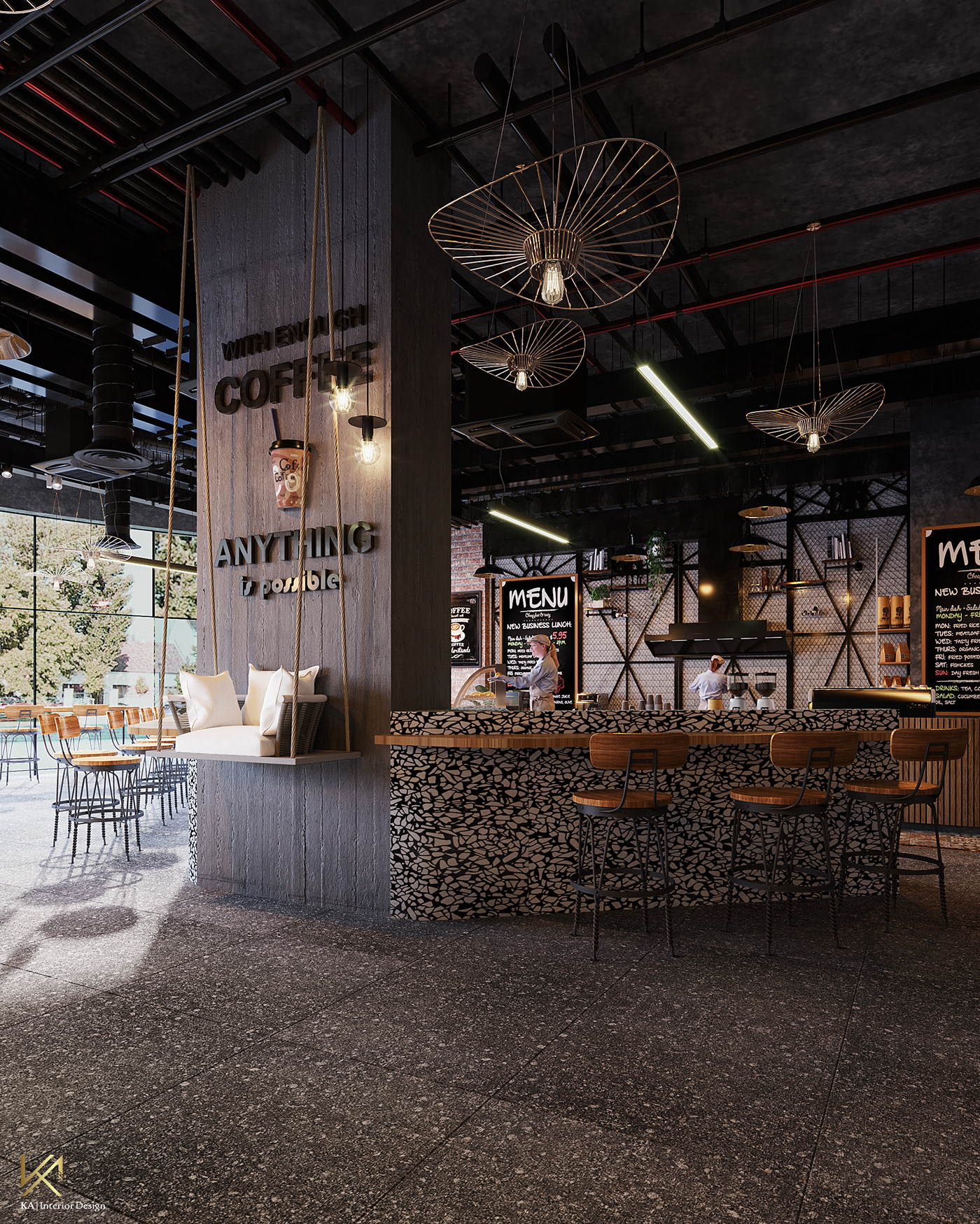 cafe Cafe design Coffee coffee shop design industrial design  Interior interior design  interiordesign restaurant